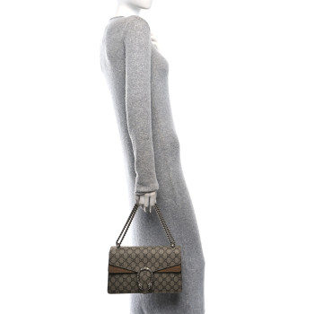 GUCCI GG Supreme Monogram Small Dionysus Shoulder Bag Taupe