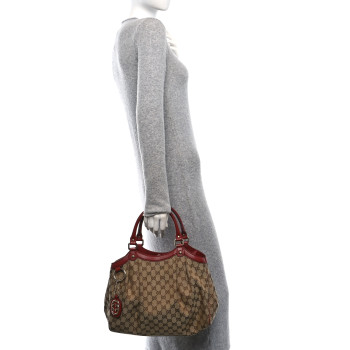 GUCCI Monogram Medium Sukey Tote Dark Red