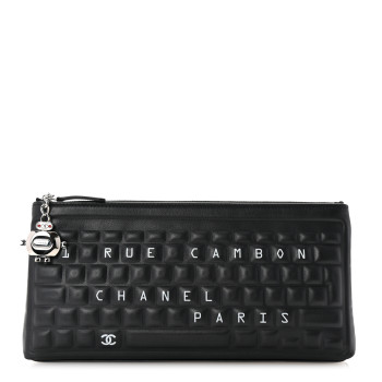 CHANEL Metallic Calfskin Keyboard Pouch Black
