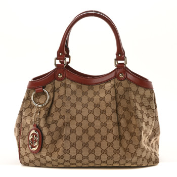 GUCCI Monogram Medium Sukey Tote Dark Red
