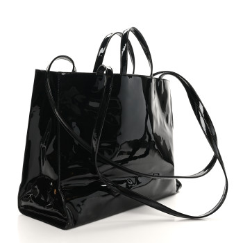 TELFAR Patent Vegan Leather Large Shopping Bag Black