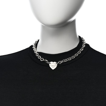 TIFFANY Sterling Silver Return to Tiffany Heart Tag Choker Necklace