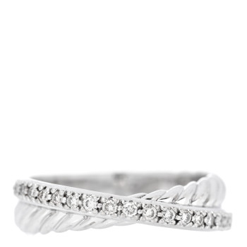 DAVID YURMAN Sterling Silver Diamond 5mm Crossover Ring 52 6