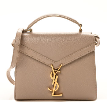 SAINT LAURENT Grain de Poudre Mini Classic Monogram Cassandra Top Handle Beige