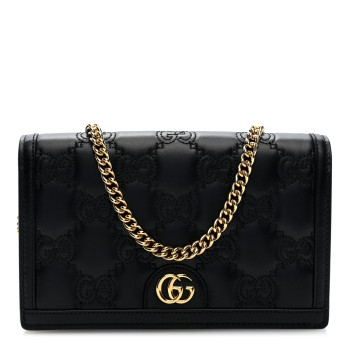 GUCCI Calfskin GG Matelasse Chain Wallet Black