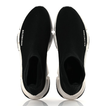 BALENCIAGA Technical 3D Recycled Knit Bi-Color Sole Womens Speed 2.0 Sneakers 40 Black White