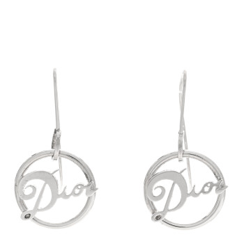 CHRISTIAN DIOR Logo Earrings Silver