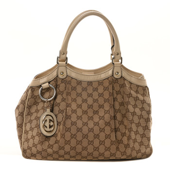 GUCCI Monogram Medium Sukey Tote Off White