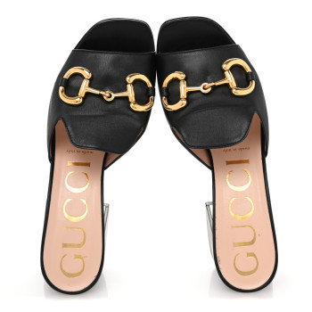 GUCCI Nappa Horsebit 75mm Slide Sandals 37.5 Black