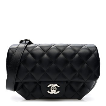 CHANEL Calfskin Quilted CC Uniform Flap Belt Bag Black
