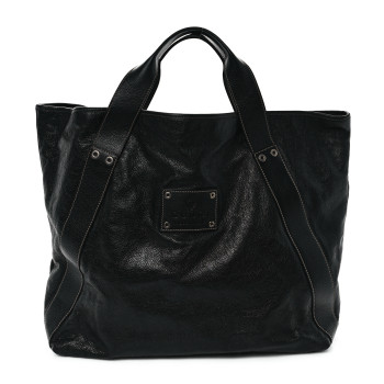 GUCCI Leather Large Tote Unisex Black