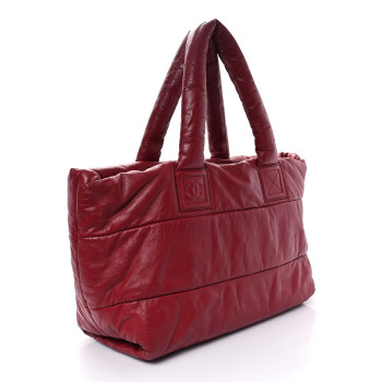 CHANEL Lambskin Quilted Large Coco Cocoon Reversible Tote Red Red CHANEL Lambskin Quilted Large Coco Cocoon Reversible Tote Red Red