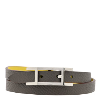 HERMES Epsom Hapi 3MM Triple Wrap Bracelet T5 Etain Soufre
