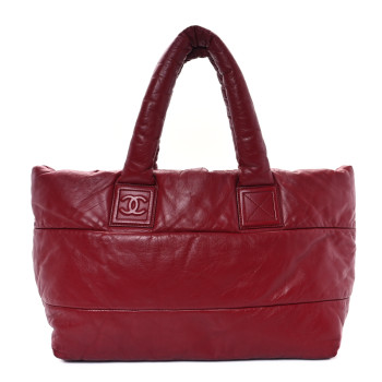 CHANEL Lambskin Quilted Large Coco Cocoon Reversible Tote Red Red CHANEL Lambskin Quilted Large Coco Cocoon Reversible Tote Red Red