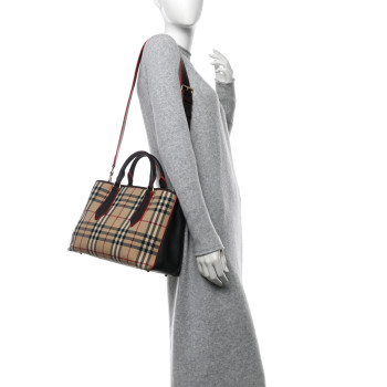 BURBERRY Horseferry Check Medium Ballingdon Tote Honey Black