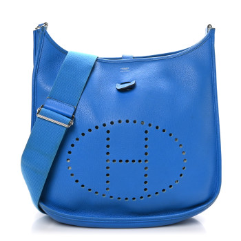 HERMES Taurillon Clemence Evelyne III PM Bleu Hydra