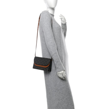 CELINE Triomphe Canvas Lambskin Wallet On Strap Tan