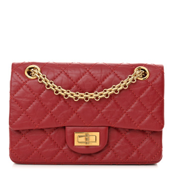 CHANEL Aged Calfskin Quilted 2.55 Reissue Mini Flap Red
