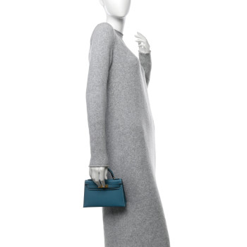 HERMES Epsom Mini Kelly Sellier 20 New Blue Jean