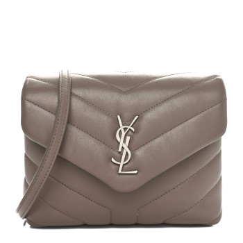 SAINT LAURENT Calfskin Y Quilted Monogram Toy Loulou Crossbody Bag Mink