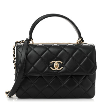 CHANEL Lambskin Quilted Small Trendy CC Dual Handle Flap Bag Black
