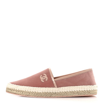 CHANEL Velvet Patent CC Espadrilles 40 Pink