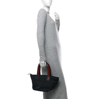 GUCCI GG Monogram Small Web Handle Bucket Tote Black