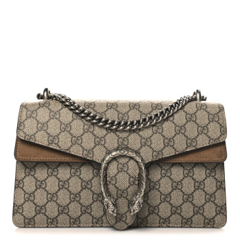 GUCCI GG Supreme Monogram Small Dionysus Shoulder Bag Taupe