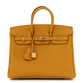 HERMES Togo Birkin 25 Jaune Ambre