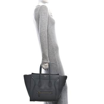 CELINE Drummed Calfskin Mini Luggage Kohl