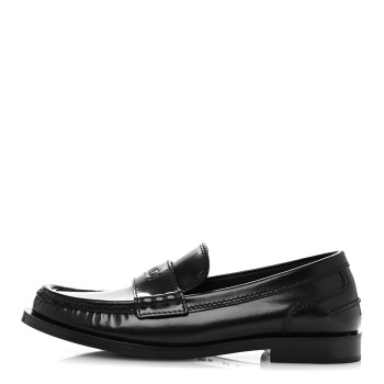 FENDI Vitello Logo Loafers 36.5 Black
