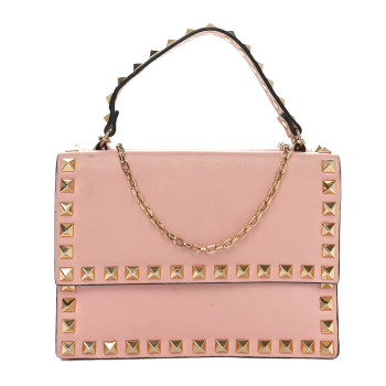 VALENTINO GARAVANI Vitello Rockstud Chain Flap Crossbody Bag Water Rose
