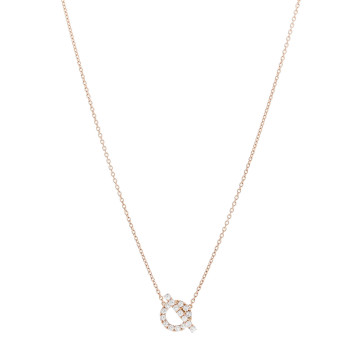 HERMES 18K Rose Gold Diamond Finesse Pendant Necklace