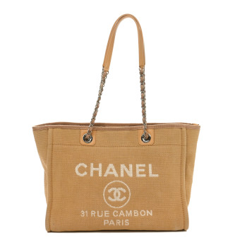 CHANEL Mixed Fibers Small Deauville Tote Beige CHANEL Mixed Fibers Small Deauville Tote Beige