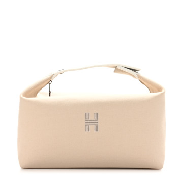 HERMES Canvas Large Bride-A-Brac Pouch Natural