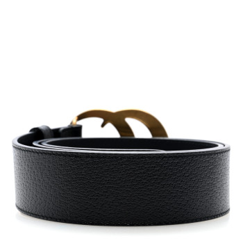 GUCCI Textured Calfskin Double G 40mm Belt 80 32 Black
