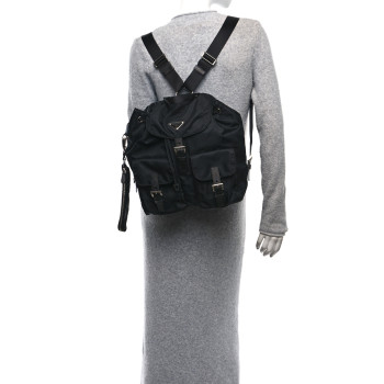 PRADA Nylon Vela Medium Backpack Black