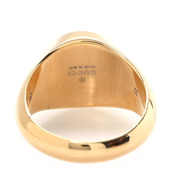 GUCCI Metal Enamel Interlocking G Ring S 52 6 Gold Black