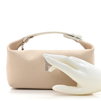 HERMES Canvas Small Bride-A-Brac Pouch Natural