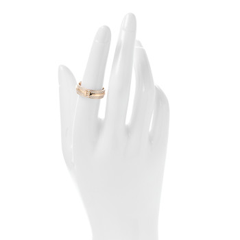 TIFFANY 18K Yellow Gold Diamond Wide T Two Pave Ring 53 6.5