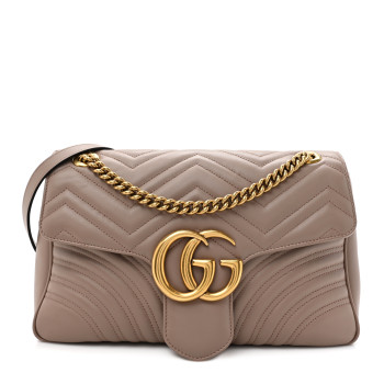 GUCCI Calfskin Matelasse Medium GG Marmont Shoulder Bag Porcelain Rose