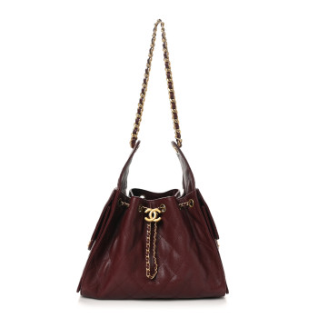 CHANEL Caviar Quilted Small Chanel 25 Handbag Burgundy