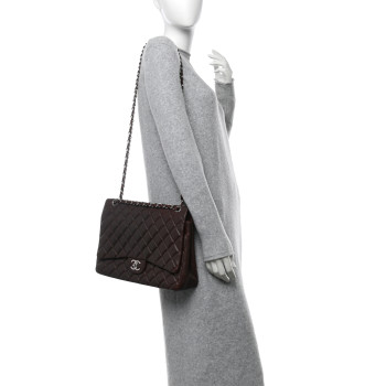 CHANEL Caviar Quilted Maxi Double Flap Brown