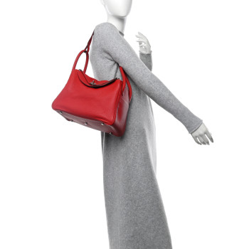 HERMES Taurillon Clemence Lindy 30 Rouge Casaque