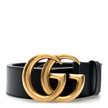 GUCCI Textured Calfskin Double G 40mm Belt 80 32 Black