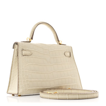 HERMES Matte Alligator Mini Kelly Sellier 20 Beton