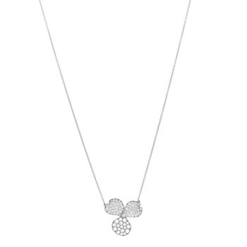 TIFFANY Platinum Diamond Large Paper Flowers Pave Pendant Necklace