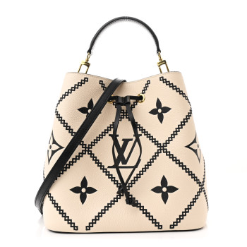 LOUIS VUITTON Empreinte Monogram Giant Broderies Neonoe MM Cream Black