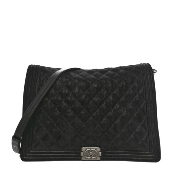 CHANEL Iridescent Calfskin Quilted XL Gentle Boy Flap Black