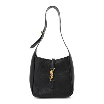 SAINT LAURENT Grained Calfskin Baby Le 5 A 7 Supple Hobo Black